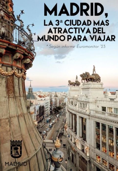 Madrid solo figura por detrás de Paris y Dubai como tercer mejor destino turístico en 2023.