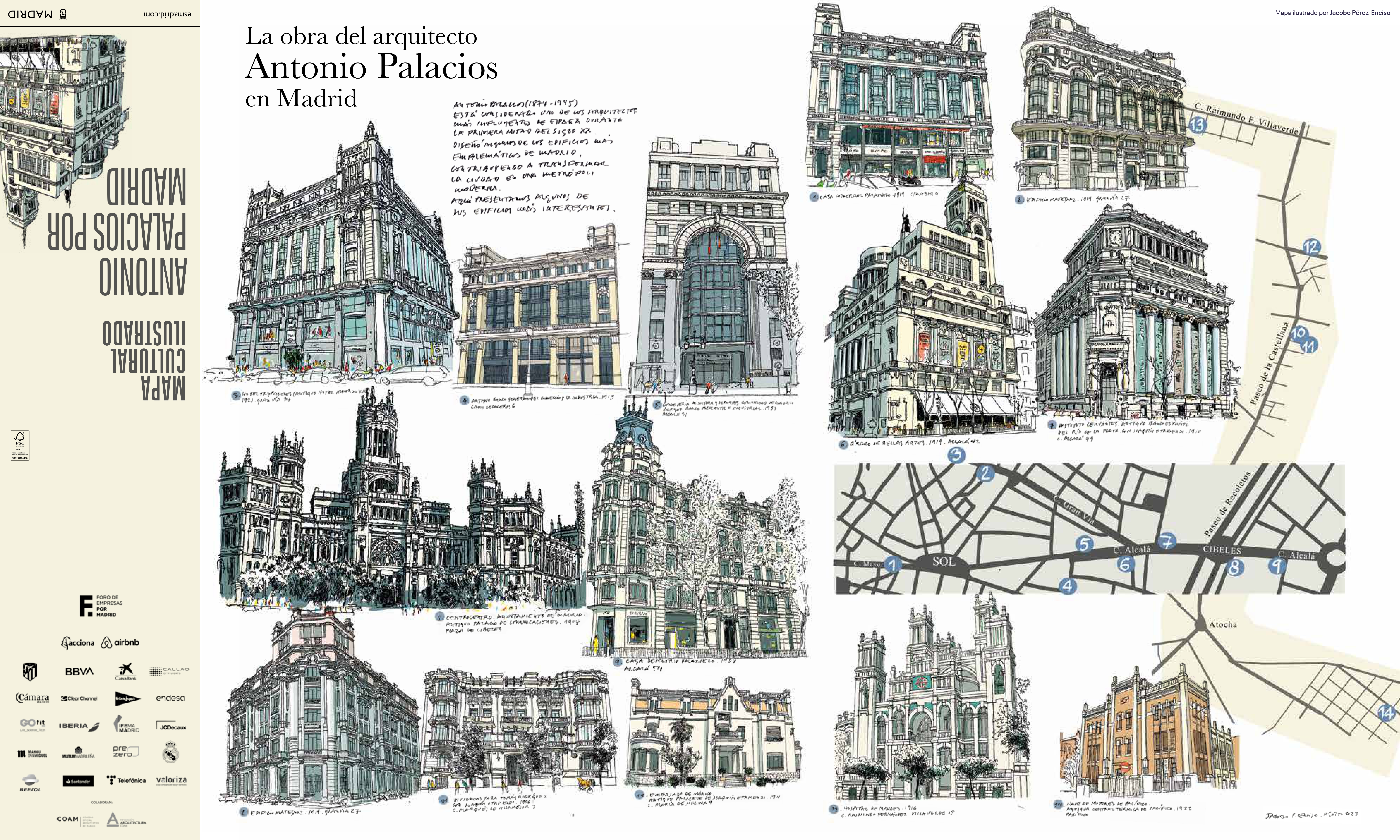 Imagen del nuevo Mapa ilustrado de Antonio Palacios creado por el ayuntamiento de Madrid.